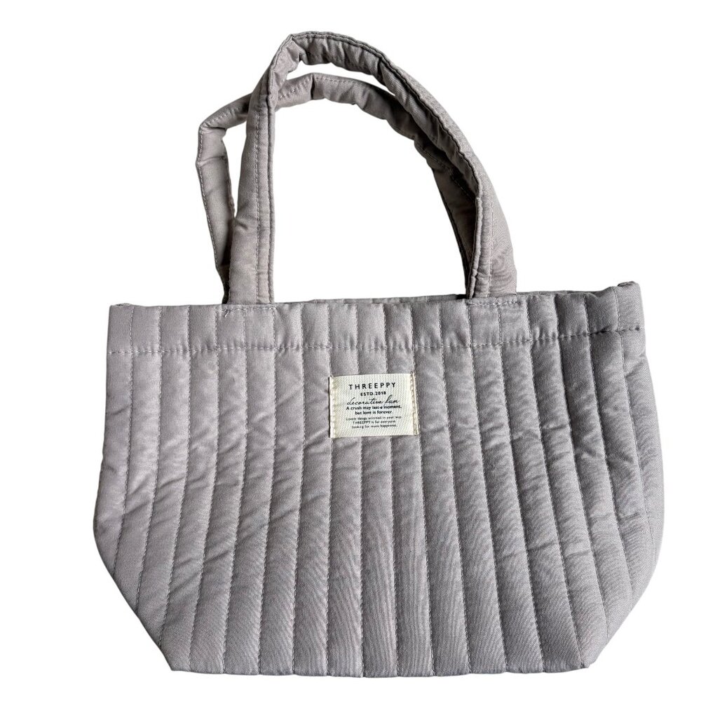 Threeppy from Daiso Ribbed Tote Bag (Grey)